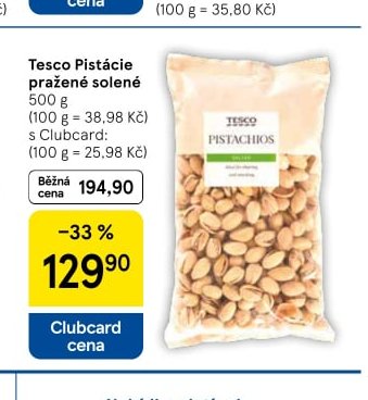 Tesco Pistácie pražené solené 500 g
