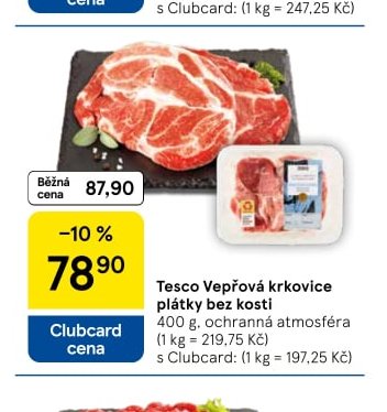 Tesco Vepřová krkovice plátky bez kosti