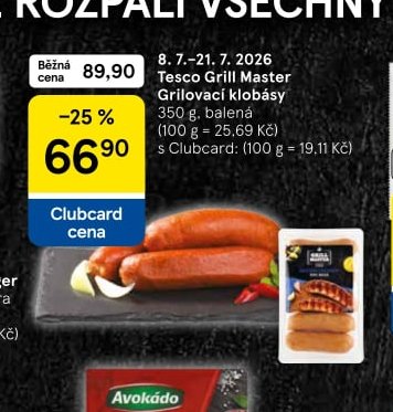 Tesco Grill Master Grilovací klobásy 350 g