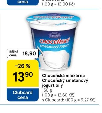 Choceňská mlékárna Choceňský smetanový jogurt bílý
