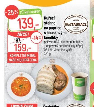 Kuřecí stehno na paprice s houskovými knedlíky