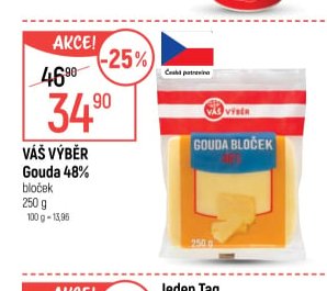 VÁŠ VÝBĚR Gouda 48% bloček
