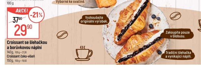Croissant se šlehačkou a borůvkovou náplní, Croissant čoko-višeň