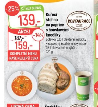 Kuřecí stehno na paprice s houskovými knedlíky