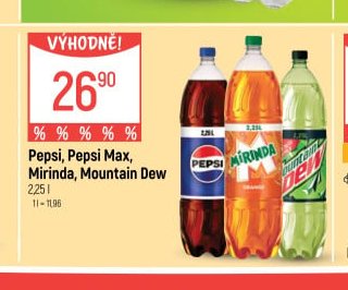 Pepsi, Pepsi Max, Mirinda, Mountain Dew