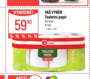 Váš Výběr Toaletní papír 8 rolí