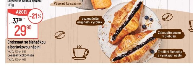 Croissant se šlehačkou a borůvkovou náplní