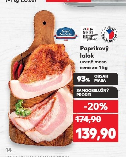 Paprikový lalok uzené maso