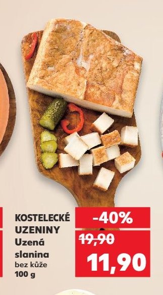 KOSTELECKÉ UZENINY Uzená slanina bez kůže 100 g