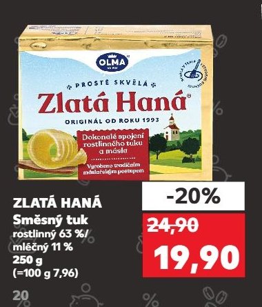 ZLATÁ HANÁ Směsný tuk rostlinný 63 %