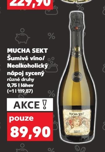 MUCHA SEKT Šumivé víno/Nealkoholický nápoj sycený