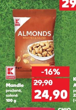 Mandle pražené, solené