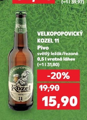 Velkopopovický Kozel 11 pivo světlý ležák/řezané 0,5 l