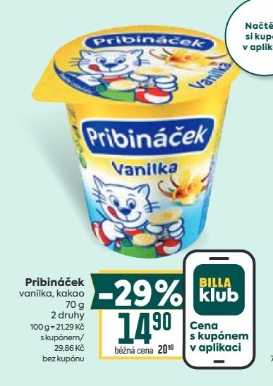 Pribináček vanilka, kakao 70 g