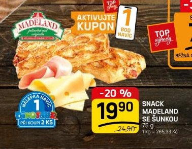Snack Madeland se šunkou