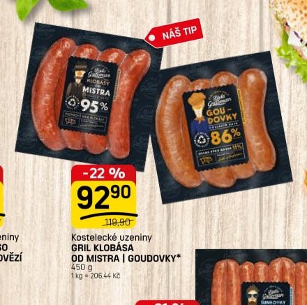 Kostelecké uzeniny GRIL KLOBÁSA OD MISTRA | GOUDOVKY