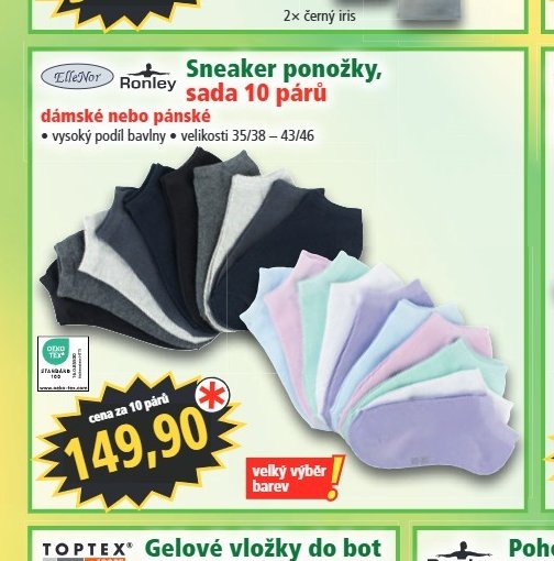 Sneaker ponožky, sada 10 párů