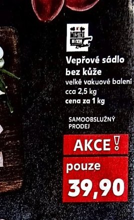 Vepřové sádlo bez kůže