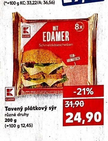 CLASSIC Tavený plátkový sýr různé druhy 200 g