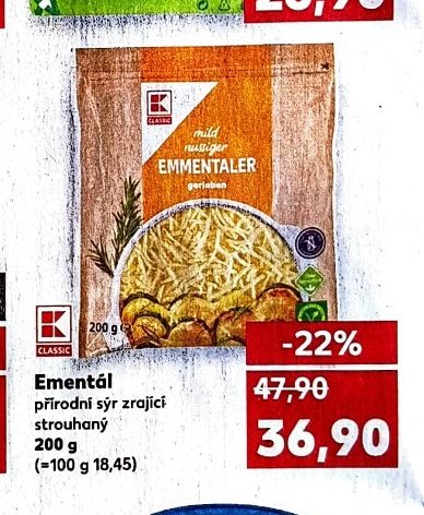 CLASSIC Ementál přírodní sýr zrající strouhaný 200 g
