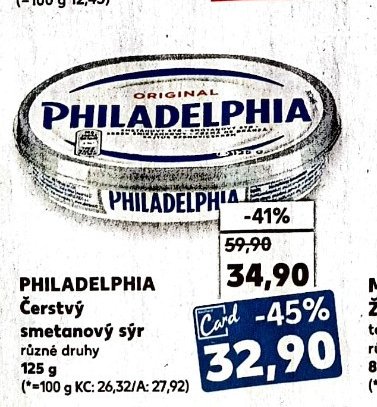 PHILADELPHIA Čerstvý smetanový sýr různé druhy 125 g