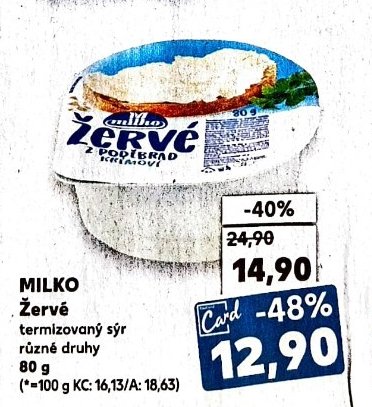 MILKO Žervé termizovaný sýr různé druhy 80 g