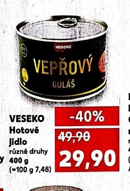 VESEKO Hotové jídlo různé druhy 400 g