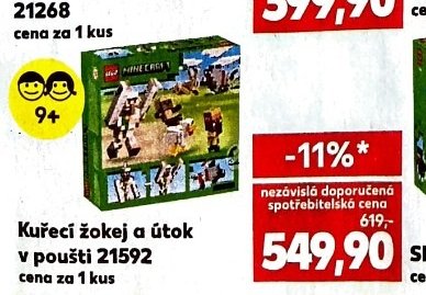 LEGO Minecraft Kuřecí žokej a útok v poušti 21592