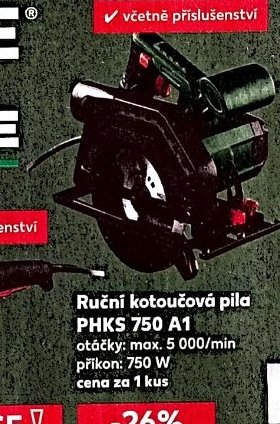 Ruční kotoučová pila PHKS 750 A1