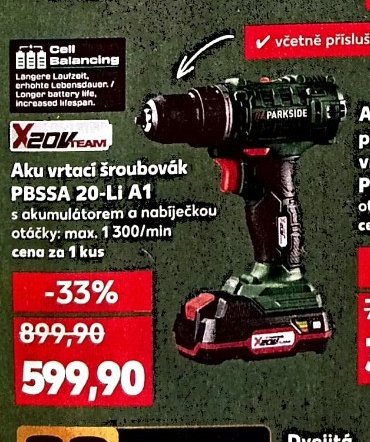 Aku vrtací šroubovák PBSSA 20-Li A1