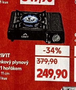 CRIVIT Kempinkový plynový vařič s 1 hořákem