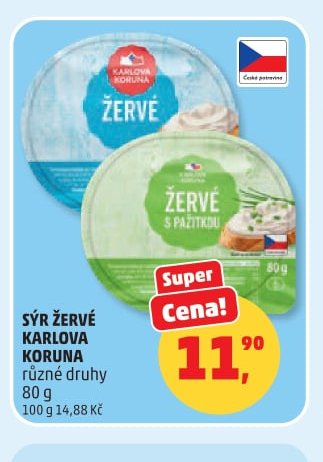 SÝR ŽERVÉ KARLOVA KORUNA různé druhy 80 g