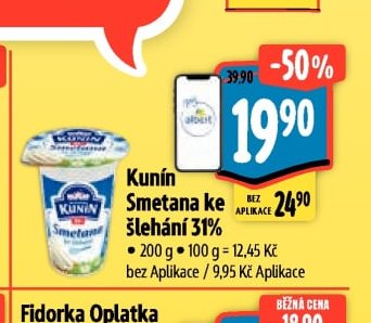 Kunín Smetana ke šlehání 31%