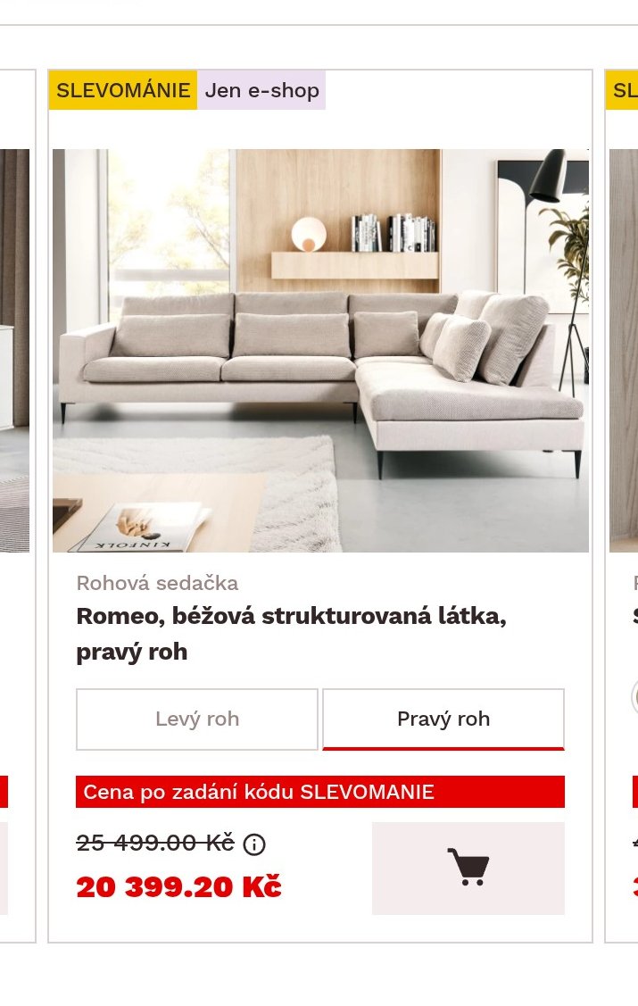 Rohová sedačka Romeo, béžová strukturovaná látka, pravý roh