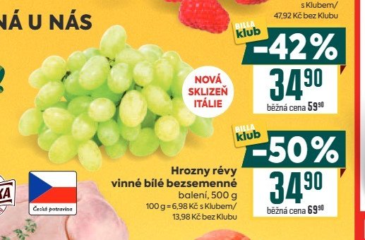 Hrozny révy vinné bílé bezsemenné