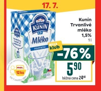 Kunín Trvanlivé mléko 1,5%