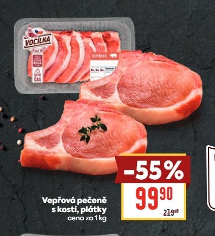 Vepřová pečeně s kostí, plátky