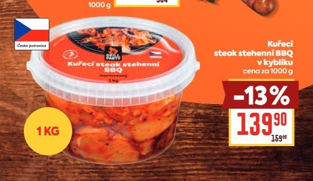 Kuřecí steak stehenní BBQ v kyblíku 1 kg