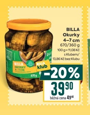 BILLA Okurky 4-7 cm