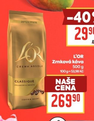 L'OR Zrnková káva 500g