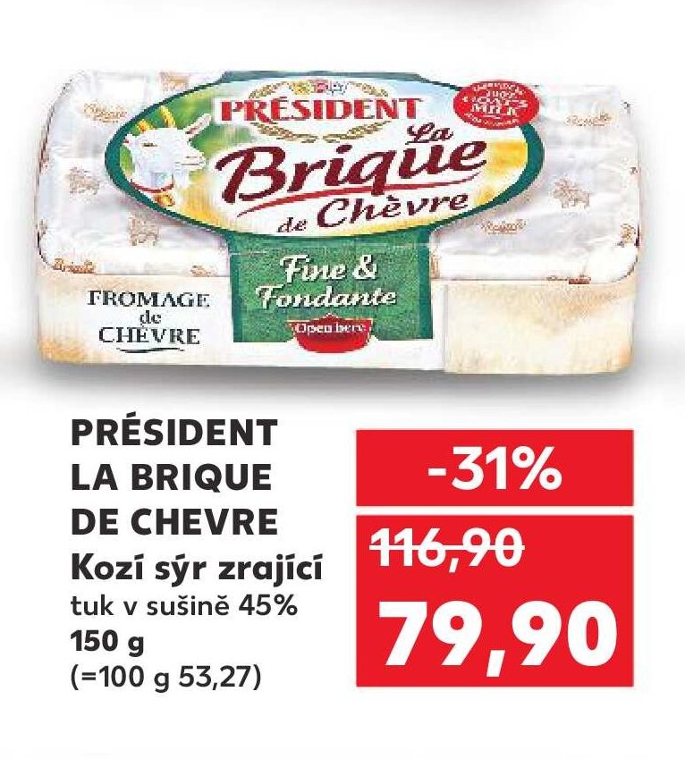 PRÉSIDENT LA BRIQUE DE CHEVRE Kozí sýr zrající 150 g