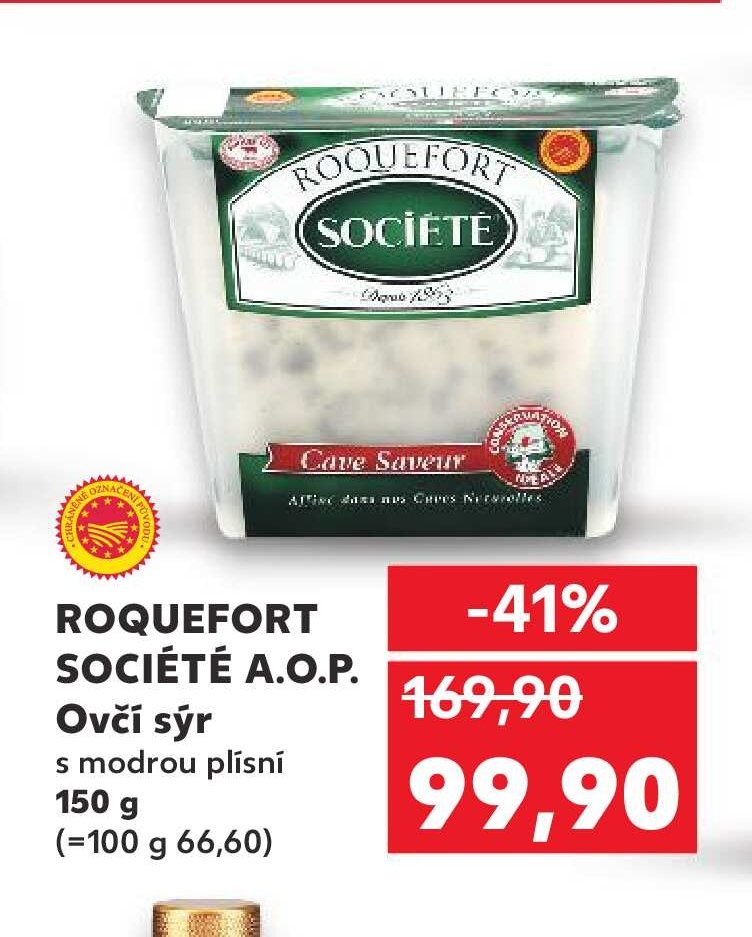 ROQUEFORT SOCIÉTÉ A.O.P. Ovčí sýr s modrou plísní 150 g