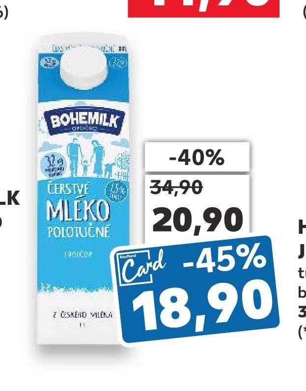 BOHEMILK OPOČNO Čerstvé mléko 1 l