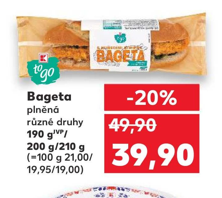Bageta plněná různé druhy 190 g/210 g