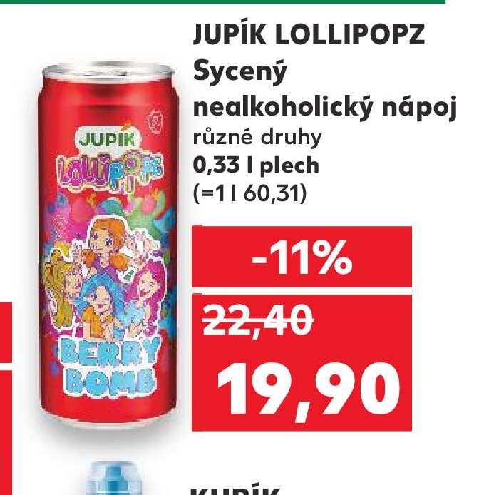 JUPÍK LOLLIPOPZ Sycený nealkoholický nápoj