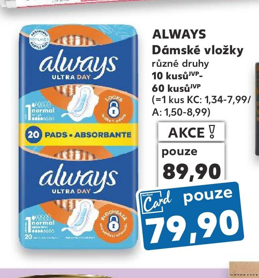 ALWAYS Dámské vložky různé druhy