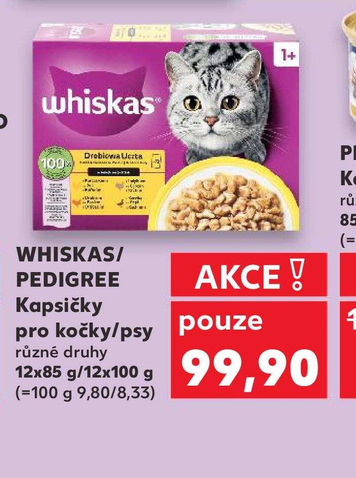 WHISKAS/PEDIGREE Kapsičky pro kočky/psy různé druhy