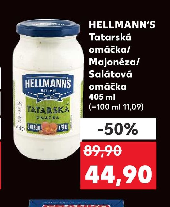 HELLMANN'S Tatarská omáčka/Majonéza/Salátová omáčka