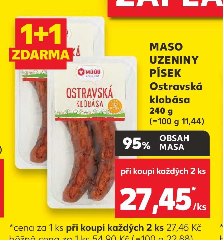 MASO UZENINY PÍSEK Ostravská klobása