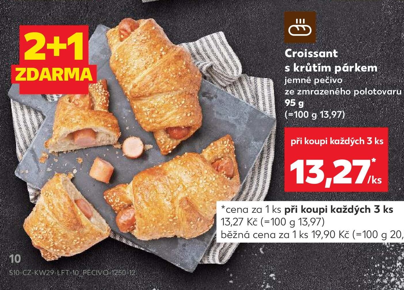 Croissant s krůtím párkem